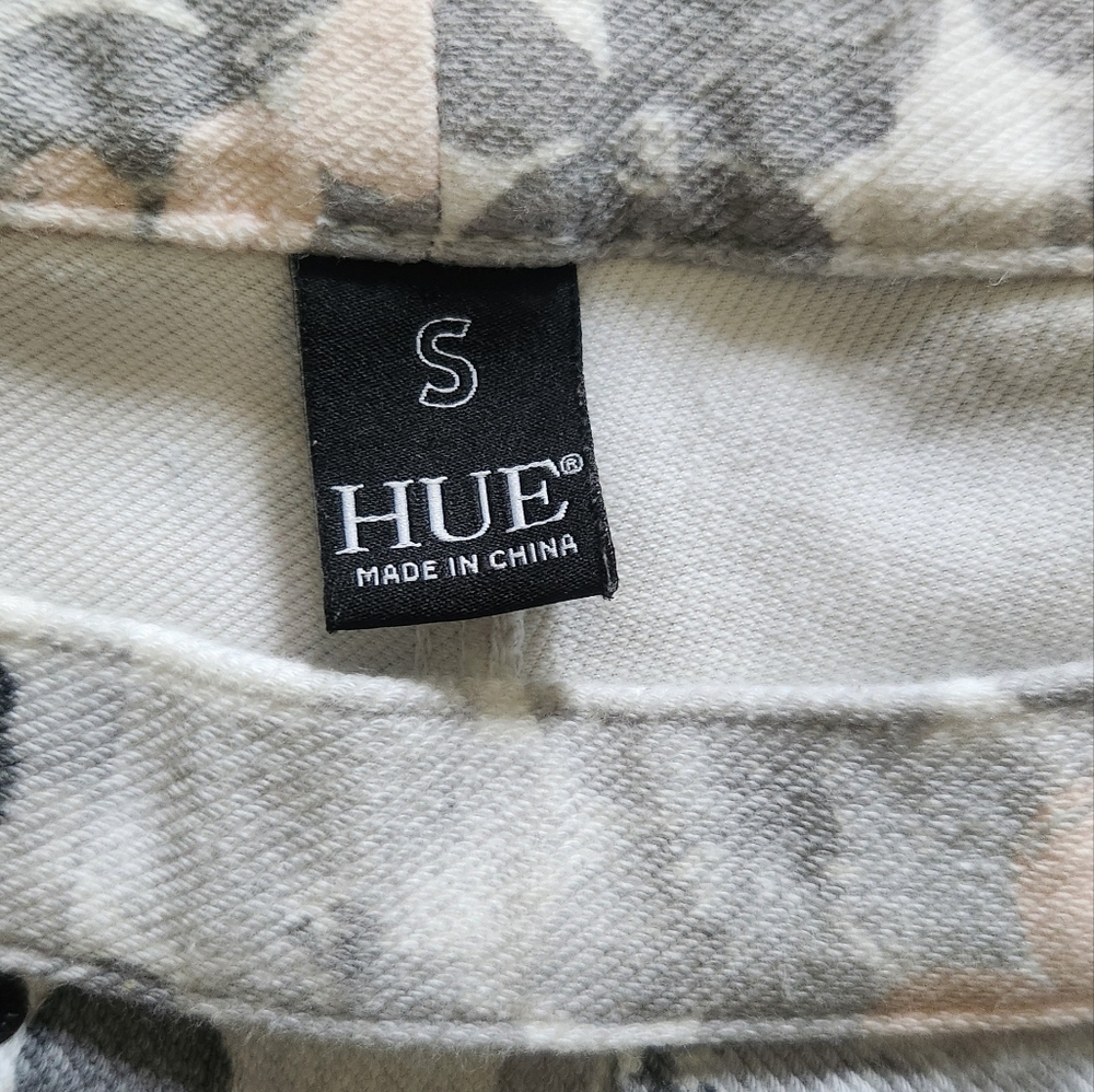 Hue Women's Floral Print Leggings Stretchy Gray and Pink Size Small - Picture 2 of 7